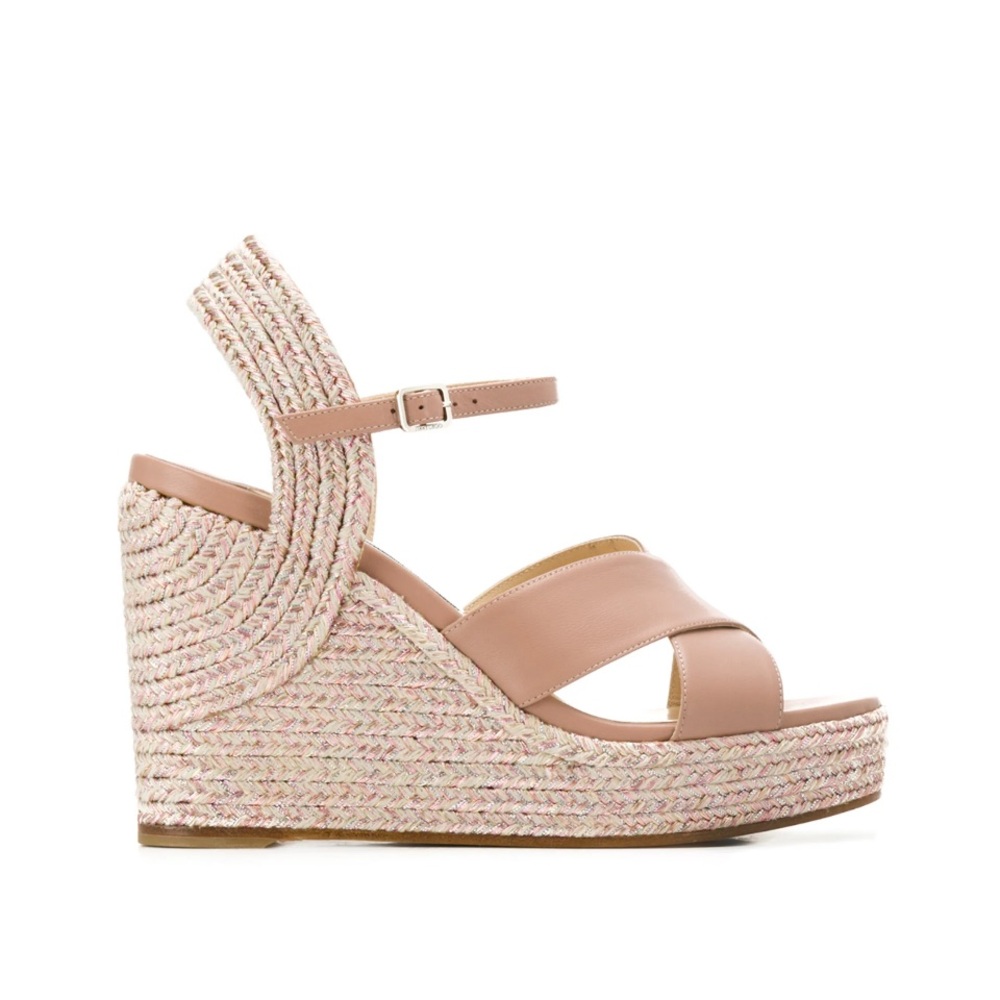 Jimmy Choo Dellena 100 Leather Wedge Sandals